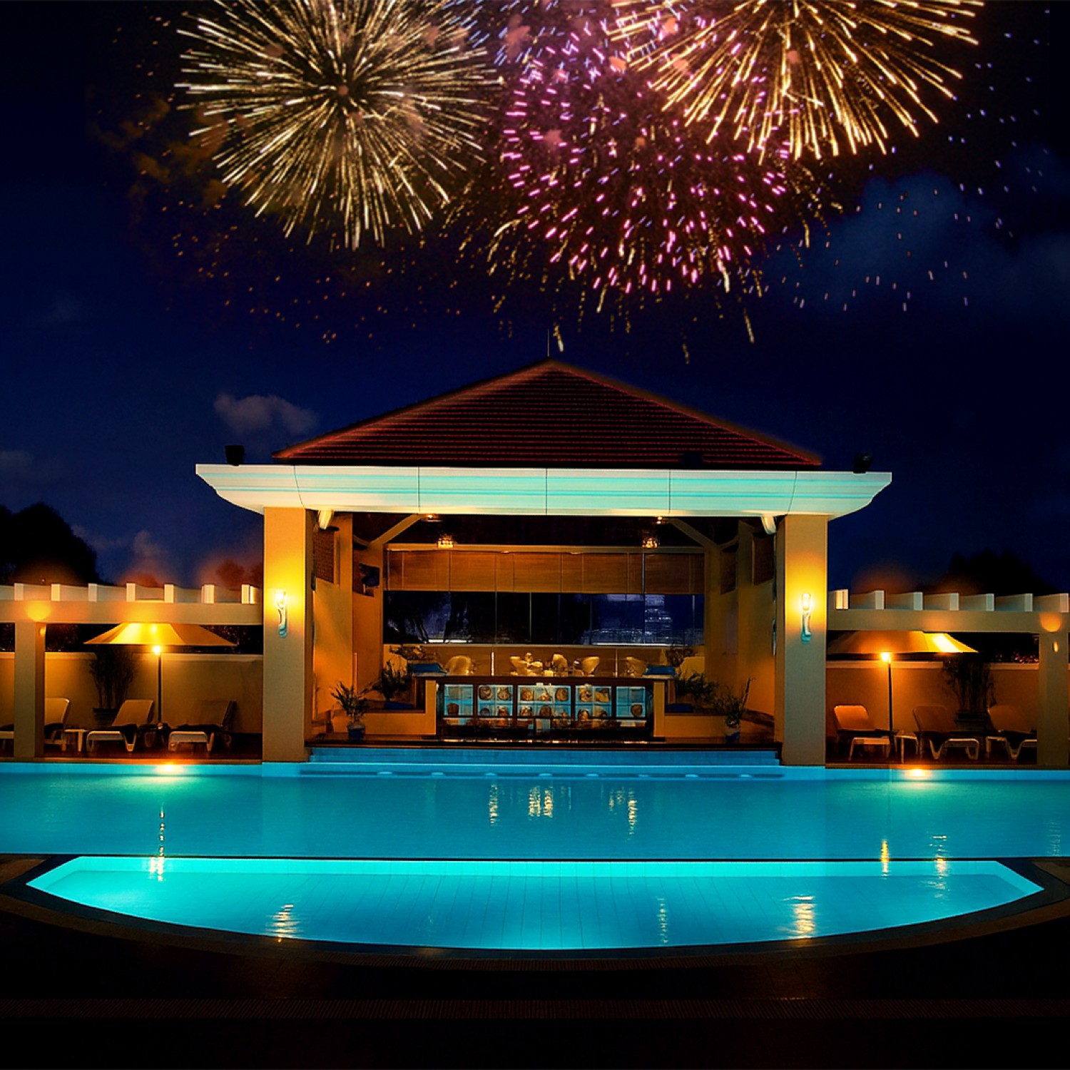 Firework By The Pool <br> A Moment Of Art At Equatorial Ho Chi Minh City