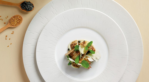 Cauliflower in Textures, Flaxseeds, Kampot Pepper, Walnut, Mint